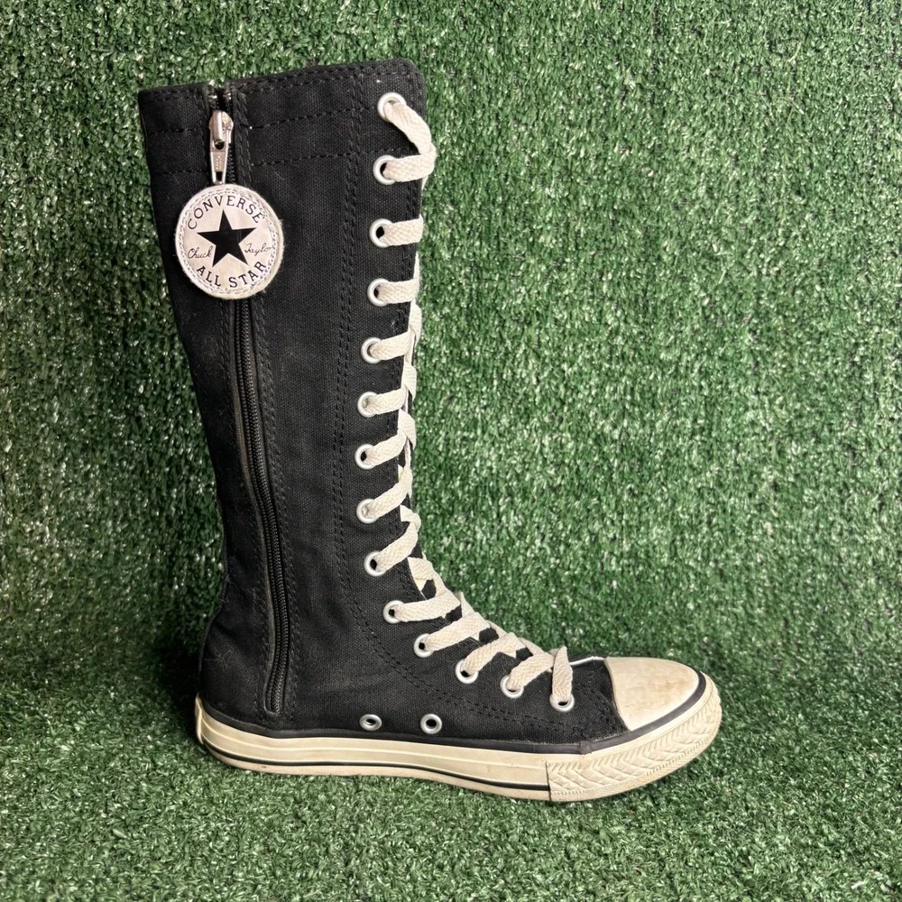 Converse Chuck Taylor XX-Hi Knee High Zip Canvas Emo Goth Sneaker Black Junior 1